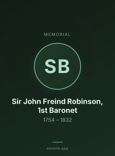 Memorial portrait of Sir John Freind Robinson, 1st Baronet
