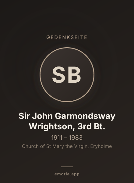 Gedenkportrait von Sir John Garmondsway Wrightson, 3rd Bt.