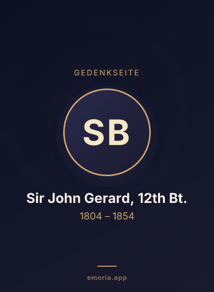 Gedenkportrait von Sir John Gerard, 12th Bt.