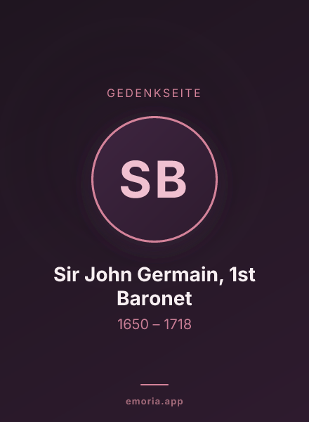 Gedenkportrait von Sir John Germain, 1st Baronet