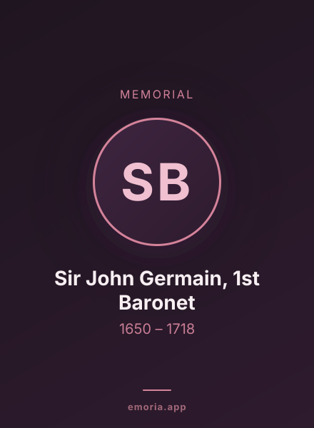 Memorial portrait of Sir John Germain, 1st Baronet