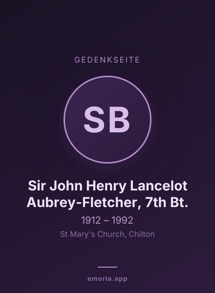 Gedenkportrait von Sir John Henry Lancelot Aubrey-Fletcher, 7th Bt.