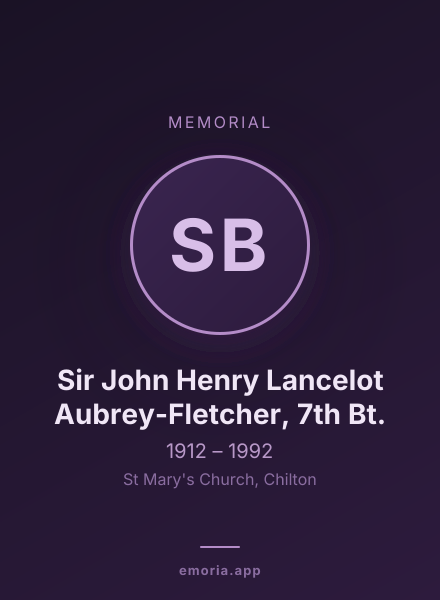 Memorial portrait of Sir John Henry Lancelot Aubrey-Fletcher, 7th Bt.