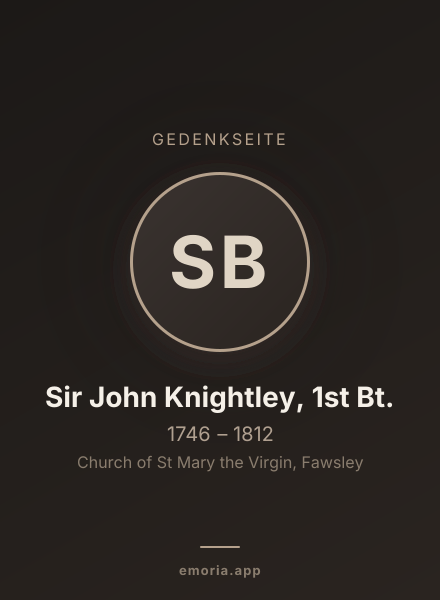 Gedenkportrait von Sir John Knightley, 1st Bt.