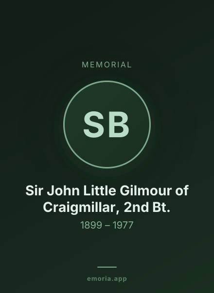 Memorial portrait of Sir John Little Gilmour of Craigmillar, 2nd Bt.