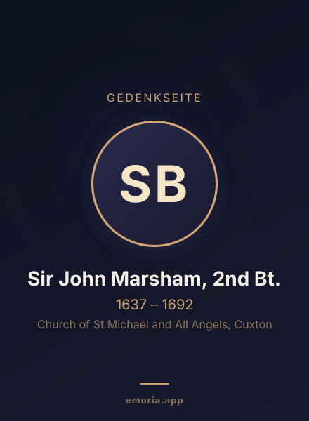 Gedenkportrait von Sir John Marsham, 2nd Bt.