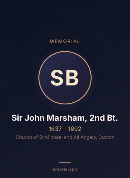Memorial portrait of Sir John Marsham, 2nd Bt.