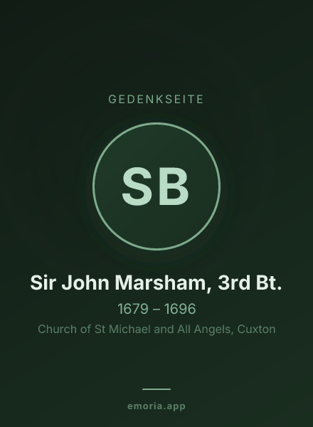 Gedenkportrait von Sir John Marsham, 3rd Bt.