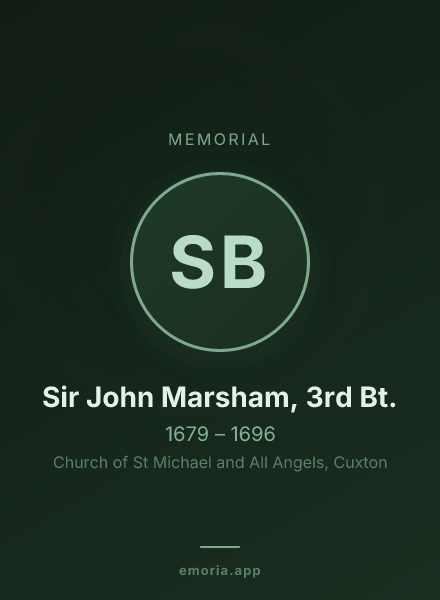Memorial portrait of Sir John Marsham, 3rd Bt.