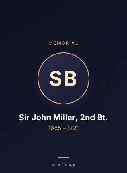 Memorial portrait of Sir John Miller, 2nd Bt.