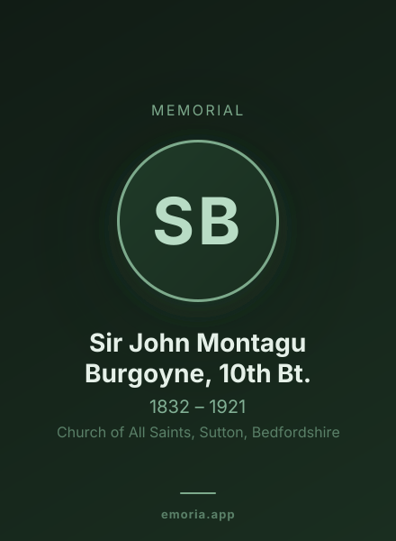 Memorial portrait of Sir John Montagu Burgoyne, 10th Bt.
