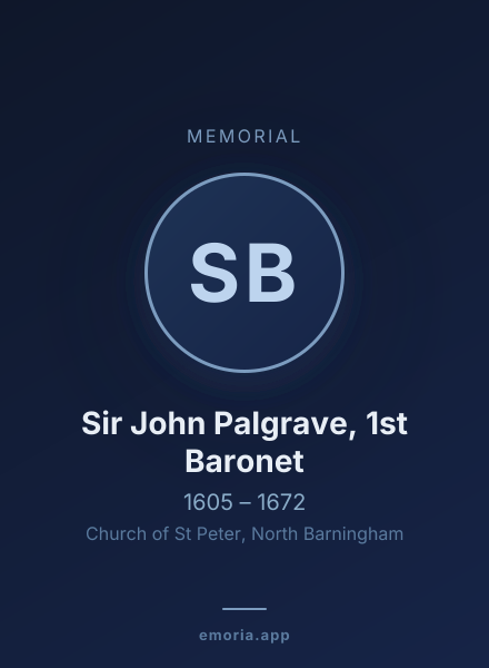 Memorial portrait of Sir John Palgrave, 1st Baronet