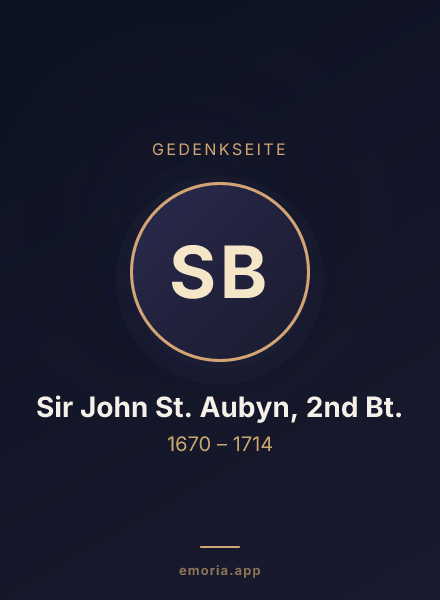 Gedenkportrait von Sir John St. Aubyn, 2nd Bt.