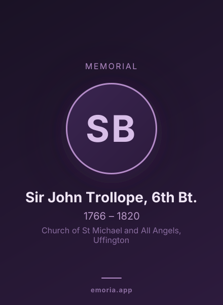 Memorial portrait of Sir John Trollope, 6th Bt.