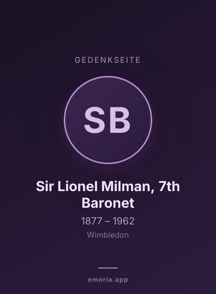 Gedenkportrait von Sir Lionel Milman, 7th Baronet