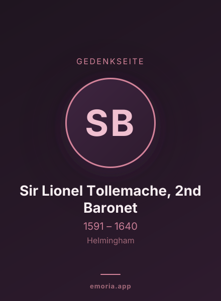 Gedenkportrait von Sir Lionel Tollemache, 2nd Baronet