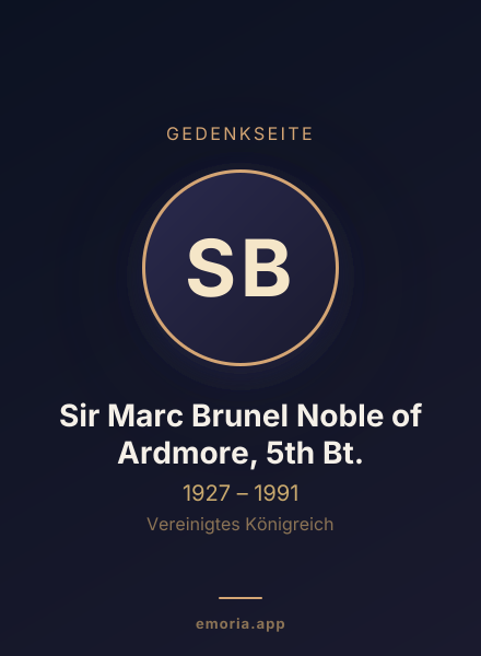 Gedenkportrait von Sir Marc Brunel Noble of Ardmore, 5th Bt.
