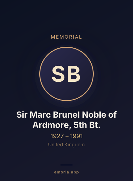 Memorial portrait of Sir Marc Brunel Noble of Ardmore, 5th Bt.