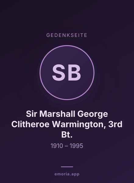 Gedenkportrait von Sir Marshall George Clitheroe Warmington, 3rd Bt.