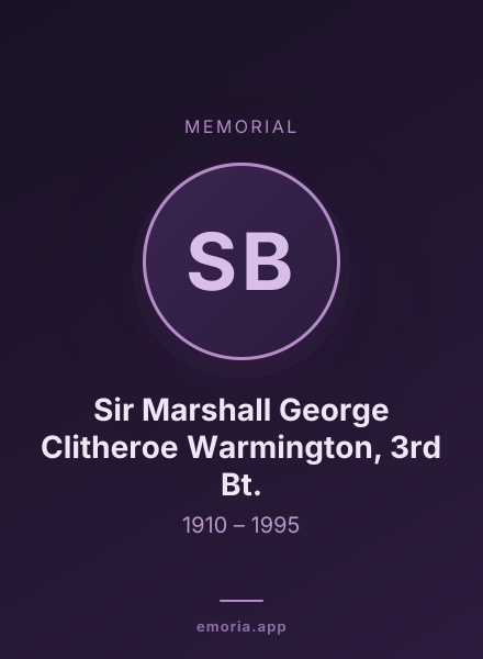 Memorial portrait of Sir Marshall George Clitheroe Warmington, 3rd Bt.