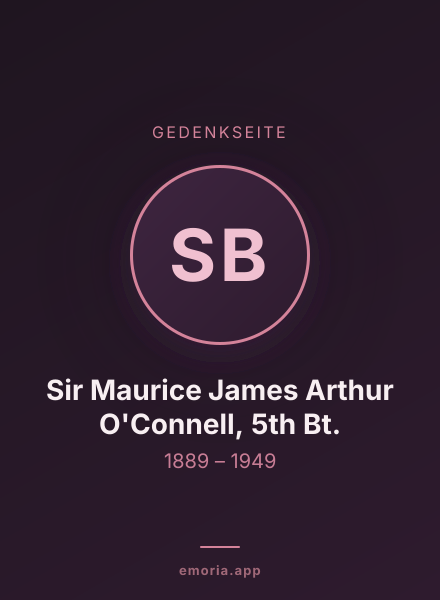 Gedenkportrait von Sir Maurice James Arthur O'Connell, 5th Bt.