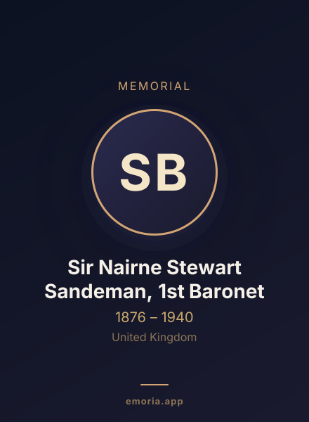 Memorial portrait of Sir Nairne Stewart Sandeman, 1st Baronet