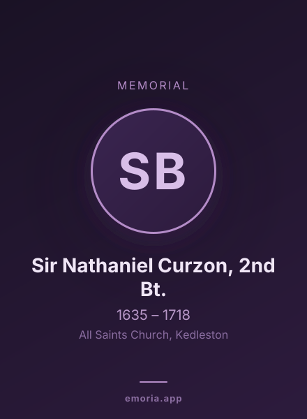 Memorial portrait of Sir Nathaniel Curzon, 2nd Bt.