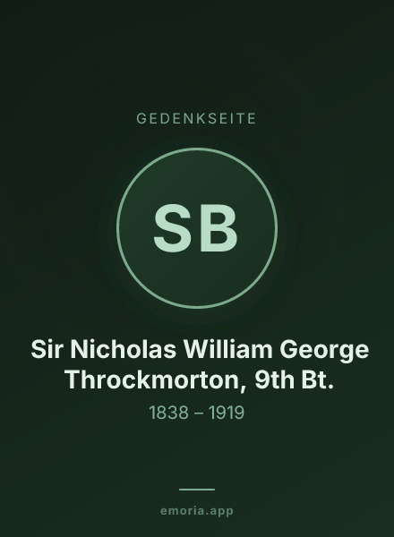 Gedenkportrait von Sir Nicholas William George Throckmorton, 9th Bt.