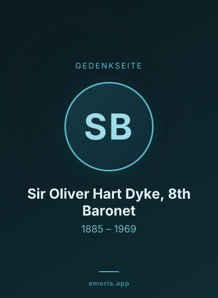 Gedenkportrait von Sir Oliver Hart Dyke, 8th Baronet