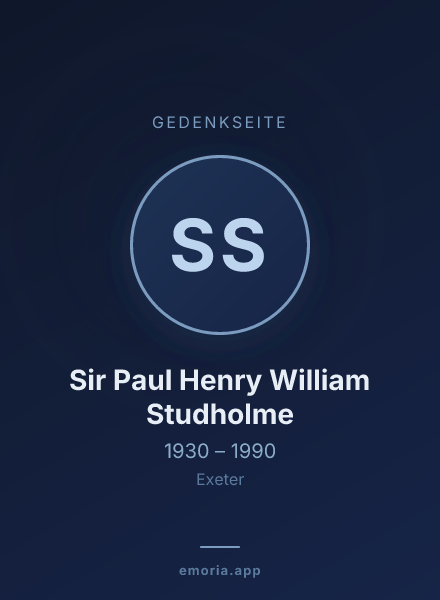 Gedenkportrait von Sir Paul Henry William Studholme