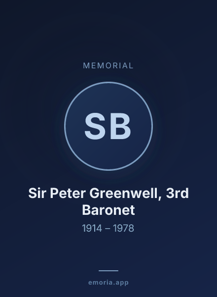 Memorial portrait of Sir Peter Greenwell, 3rd Baronet