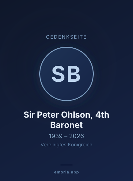 Gedenkportrait von Sir Peter Ohlson, 4th Baronet