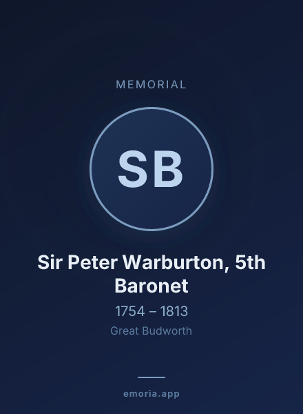 Memorial portrait of Sir Peter Warburton, 5th Baronet