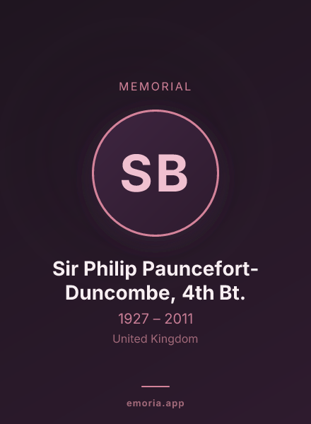 Memorial portrait of Sir Philip Pauncefort-Duncombe, 4th Bt.