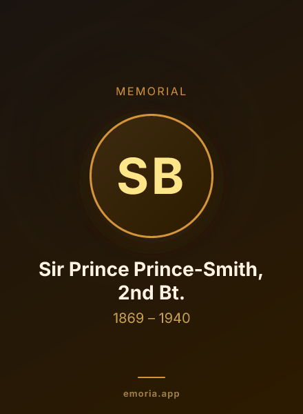 Memorial portrait of Sir Prince Prince-Smith, 2nd Bt.