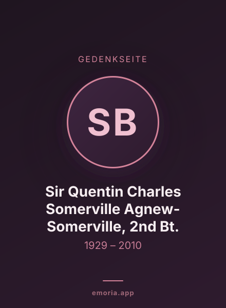 Gedenkportrait von Sir Quentin Charles Somerville Agnew-Somerville, 2nd Bt.