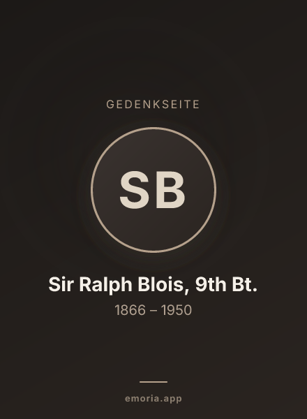 Gedenkportrait von Sir Ralph Blois, 9th Bt.