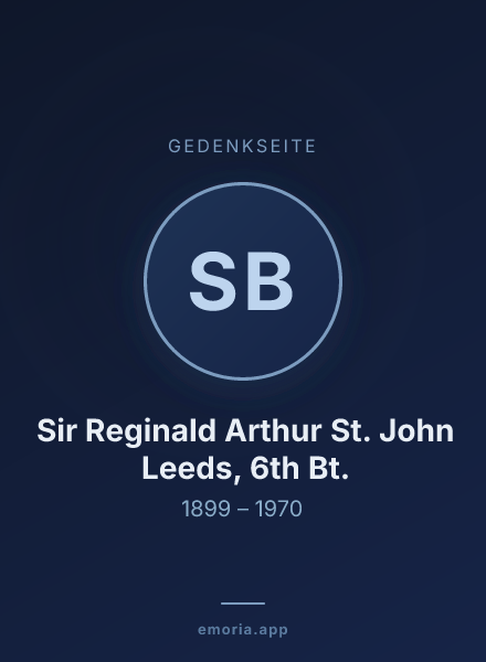 Gedenkportrait von Sir Reginald Arthur St. John Leeds, 6th Bt.