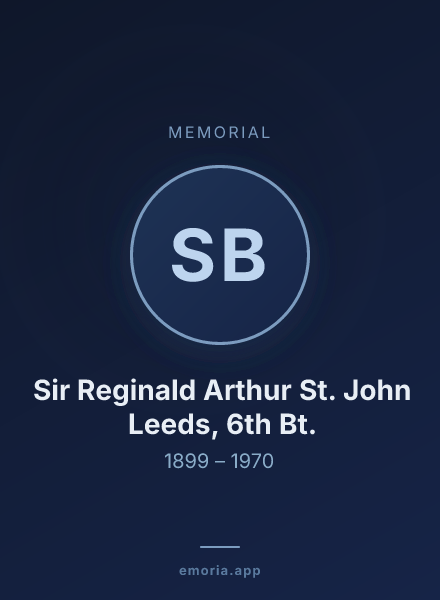 Memorial portrait of Sir Reginald Arthur St. John Leeds, 6th Bt.