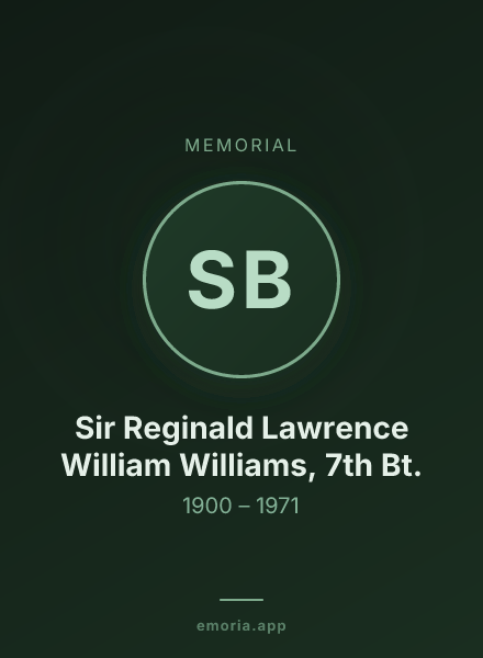 Memorial portrait of Sir Reginald Lawrence William Williams, 7th Bt.