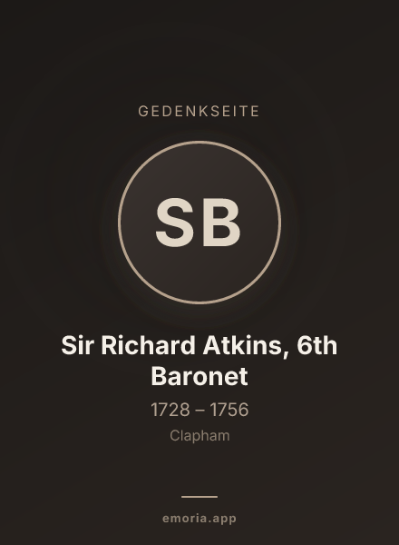 Gedenkportrait von Sir Richard Atkins, 6th Baronet