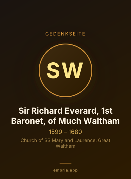 Gedenkportrait von Sir Richard Everard, 1st Baronet, of Much Waltham