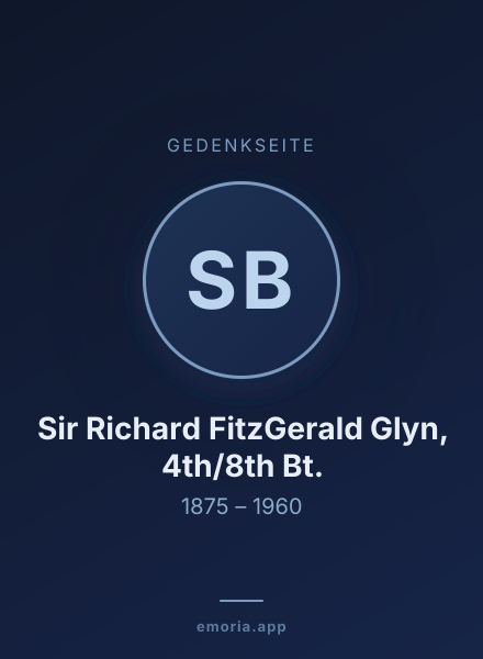 Gedenkportrait von Sir Richard FitzGerald Glyn, 4th/8th Bt.
