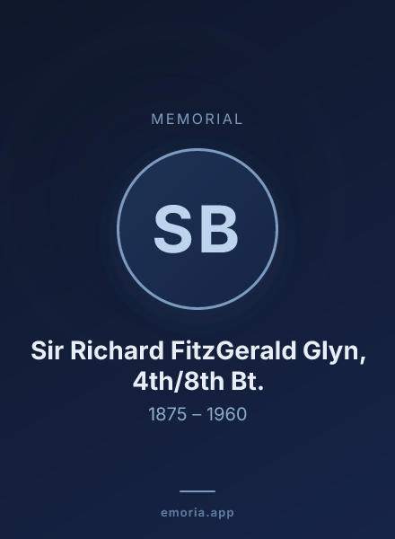 Memorial portrait of Sir Richard FitzGerald Glyn, 4th/8th Bt.