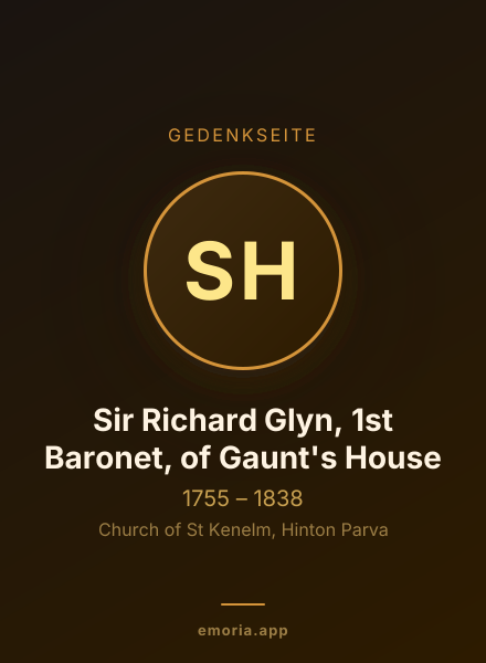 Gedenkportrait von Sir Richard Glyn, 1st Baronet, of Gaunt's House