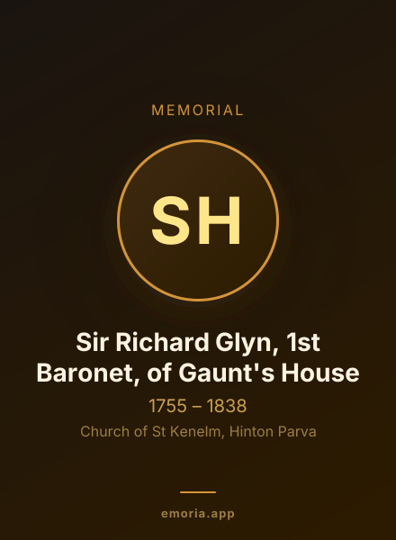 Memorial portrait of Sir Richard Glyn, 1st Baronet, of Gaunt's House