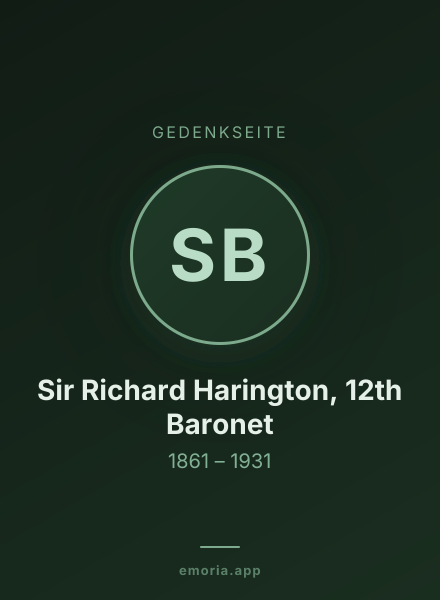 Gedenkportrait von Sir Richard Harington, 12th Baronet