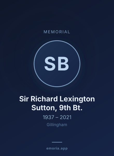 Memorial portrait of Sir Richard Lexington Sutton, 9th Bt.