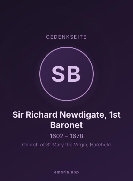 Gedenkportrait von Sir Richard Newdigate, 1st Baronet