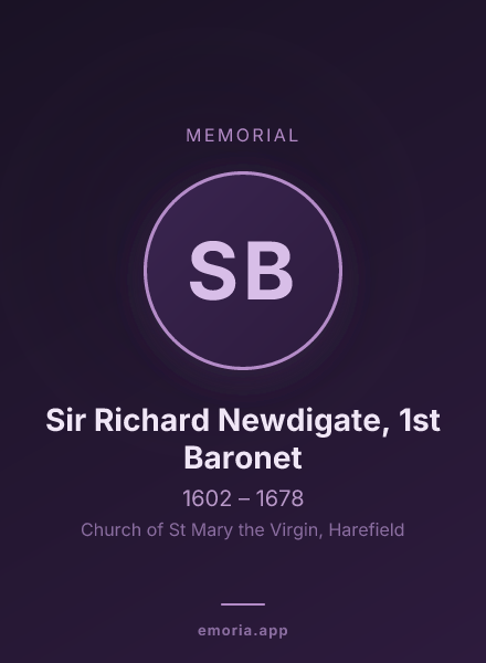 Memorial portrait of Sir Richard Newdigate, 1st Baronet